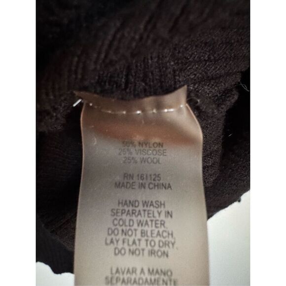 VILA Womens Black Wool Long Sleeve VNeck Puff Sleeve Pullover Sweater sz L - Picture 3 of 5